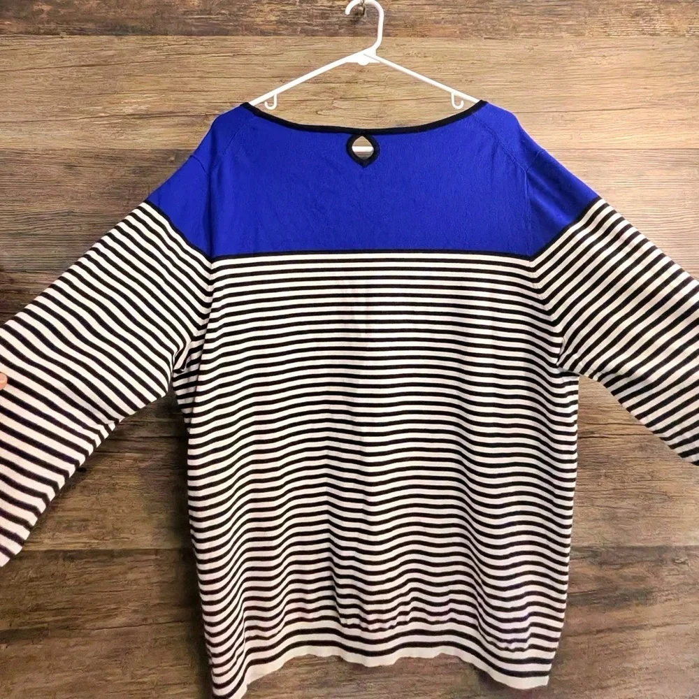 Talbots Blue and White Striped Blouse - Picture 6 of 8